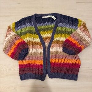 Three Bird Nest Colorful Striped Cardigan